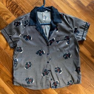 Printed silk work shirt